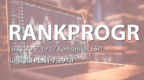 Rank Progress S.A.: Korekta raportu ESPI 17/2017 (2017-12-16)
