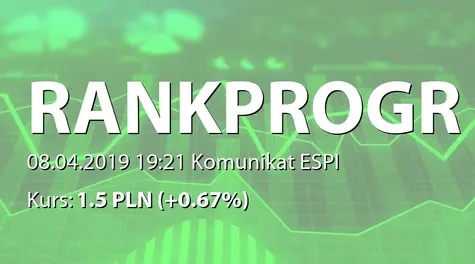 Rank Progress S.A.: Korekta raportu ESPI 3/2019 (2019-04-08)