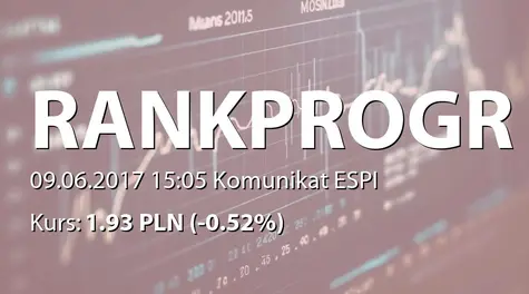 Rank Progress S.A.: Wybór audytora - B-think Audit sp. z o.o. (2017-06-09)