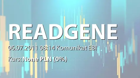 Read-Gene S.A.: WZA - projekty uchwał: pokrycie straty, wybór zarządu, wybór członków RN, zmiany statutu (2011-07-06)