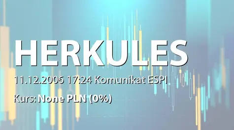 Herkules S.A. w restrukturyzacji: Rejestracja podwyższenia kapitału w KRS (2006-12-11)