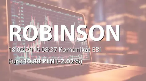 Robinson Europe S.A.: Wniosek o wprowadzenie obligacji serii G do obrotu (2015-02-18)