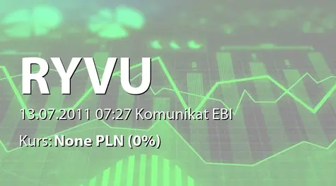 Ryvu Therapeutics S.A.: Wyznaczenie pierwszego dnia notowań akcji serii B,C,E (2011-07-13)