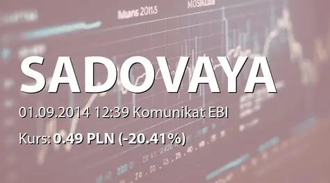 Sadovaya Group S.A.: Concluded the contract on joint coal mining (2014-09-01)