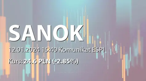 Sanok Rubber Company S.A.: NWZ - podjęte uchwały: określenie wysokości warunku wynikowego obowiązującego w trzecim roku programu motywacyjnego (2024-01-12)