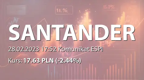 Banco Santander S.A.: ZWZ (10:00) - projekty uchwał: wypłata dywidendy - 0,0595 EUR, zmiany w Radzie Dyrektorów (2023-02-28)