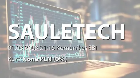 Saule Technologies S.A.: Rejestracja podwyĹźszenia kapitału w KRS (2008-08-01)