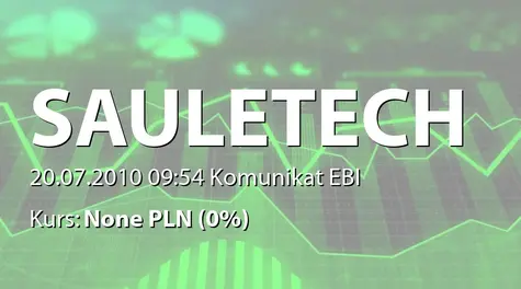 Saule Technologies S.A.: Warunkowa umowa sprzedaży akcji PBO Anioła SA - 750,1 tys. zł (2010-07-20)