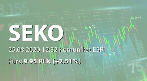 Seko S.A.: ZWZ - podjęte uchwały: 0,45 PLN dywidendy, zmiany w RN (2020-08-25)