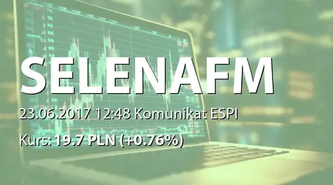 Selena FM S.A.: Wypłata dywidendy - 0,30 PLN (2017-06-23)