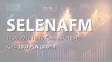 Selena FM S.A.: ZWZ - podjęte uchwały: wypłata dywidendy - 0,30 PLN, zmiany w RN, zmiany w statucie (2016-06-14)