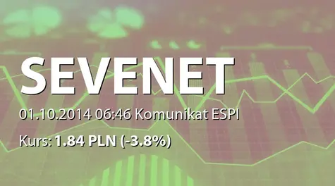 Sevenet S.A.: Ogłoszenie o zwołaniu Nadzwyczajnego Walnego Zgromadzenia Akcjonariuszy SEVENET S.A. na dzień 27 pażdziernika 2014 roku (2014-10-01)