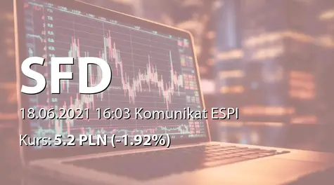 SFD S.A.: Cena emisyjna akcji serii G - 5 PLN (2021-06-18)