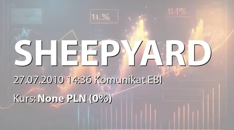 Sheepyard S.A.: Uzyskanie dostępu do systemu EBI (2010-07-27)