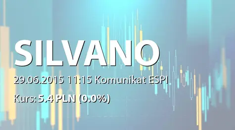 AS Silvano Fashion Group: ZWZ - podjęte uchwały: wypłata dywidendy - 0,10 EUR, obniżenie kapitału, umorzenie akcji własnych, zmiany w RN, wybór audytora (2015-06-29)