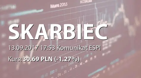 Skarbiec Holding S.A.: ZWZ - projekty uchwał: wypłata dywidendy - 2,62 PLN, zmiany w RN, zmiany w statucie (2017-09-13)