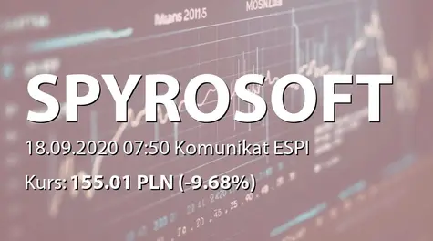 SpyroSoft S.A.: Pierwsze wezwanie akcjonariuszy do złożenia dokumentów akcji (2020-09-18)