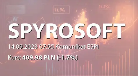 SpyroSoft S.A.: Wstępne wyniki za I półrocze 2023 roku (2023-09-14)