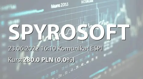 SpyroSoft S.A.: WZ - podjęte uchwały: podział zysku, zmiany w RN, emisja warrantów serii A i akcji serii G (2022-06-23)