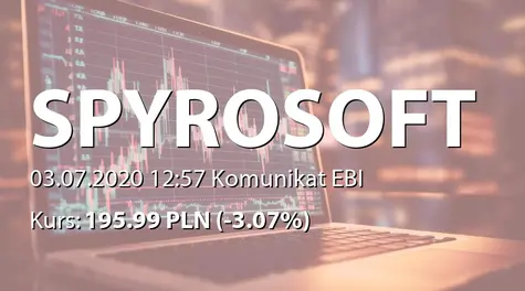 SpyroSoft S.A.: ZWZ - ogłoszenie i projekty uchwał: zysk na kapitał zapasowy, emisja akcji serii E, zmiany w statucie (2020-07-03)