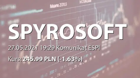 SpyroSoft S.A.: ZWZ - projekty uchwał: podział zysku, emisja akcji serii F (2021-05-27)