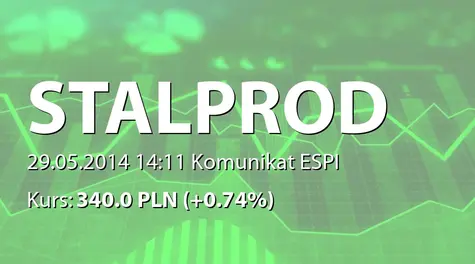Stalprodukt S.A.: WZA - projekty uchwał: podział zysku za rok 2013, wypłata dywidendy - 0,60 zł (2014-05-29)