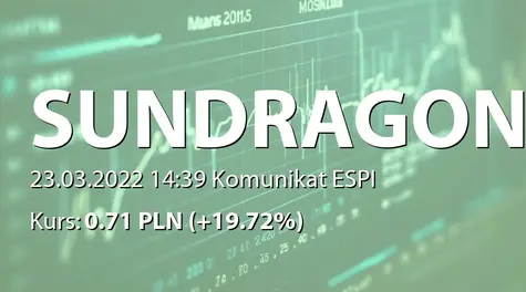 SUNDRAGON S.A.: Zmiana stanu posiadania akcji przez Semper Power sp. z o.o. (2022-03-23)