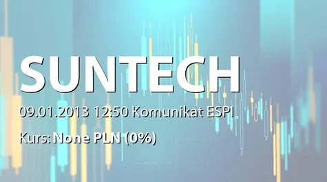 Suntech S.A.: Informacja o zakupie akcji przez Wojciecha Franczaka (2013-01-09)