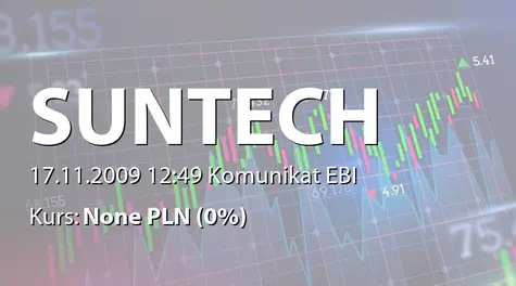 Suntech S.A.: Istotne zamĂłwienie (2009-11-17)