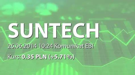 Suntech S.A.: Istotne zamówienie z sektora bankowego (2014-06-26)