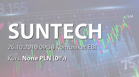 Suntech S.A.: Umowa z Niezależnym Operatorem Międzystrefowym sp. z o.o. (2010-10-26)