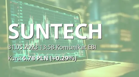 Suntech S.A.: ZWZ (13:00) - projekty uchwał: wypłata dywidendy - 0,02 PLN (2023-05-31)