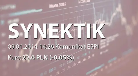 Synektik S.A.: Akcje w posiadaniu ING OFE (2014-01-09)