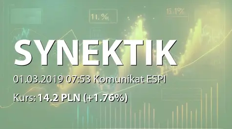 Synektik S.A.: Łączna wartość kontraktów na dostawę sprzętu medycznego i rozwiązań IT - aktualizacja (2019-03-01)