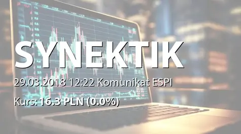 Synektik S.A.: Nabycie udziałów Monrol Poland Ltd sp. z o.o. (2018-03-29)