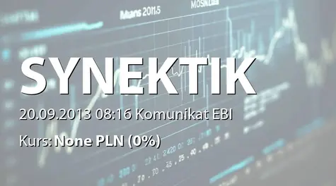 Synektik S.A.: Umowy w postÄpowaniu o zamĂłwienia publiczne z SP ZOZ - 2,08 mln zł (2013-09-20)