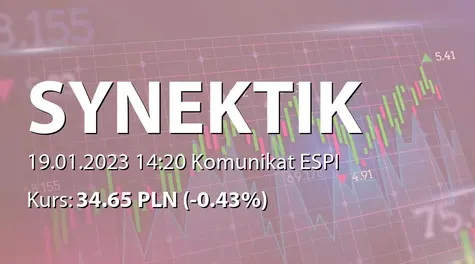 Synektik S.A.: ZWZ (11:00) - projekty uchwał: wypłata dywidendy - 0,60 PLN (2023-01-19)