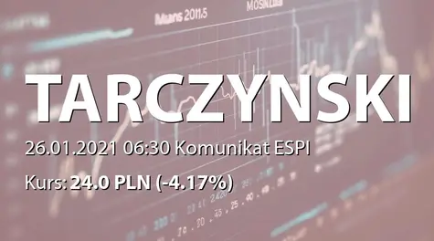 Tarczyński S.A.: Terminy przekazywania raportów okresowych w 2021 roku i zamiar stałego przekazywania skonsolidowanych raportów kwartalnych (2021-01-26)