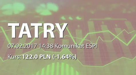 Tatry Mountain Resorts, a.s.: Zmiana stanu posiadania akcji przez J&T Finance Group SE (2017-02-07)