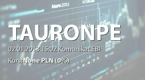 TAURON Polska Energia S.A.: Oświadczenie o niestosowaniu wybranych zasad Dobrych Praktyk Spółek notowanych na GPW (2013-01-02)