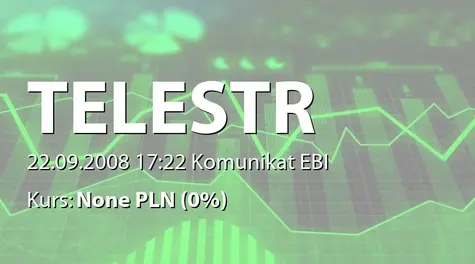 Telestrada S.A.: WstÄpne wyniki finansowe spĂłłki zaleĹźnej za sierpieĹ 2008r. (2008-09-22)