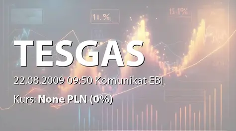 Tesgas S.A.: Rejestracja przez sąd podwyższenie kapitału zakładowego w wyniku emisji akcji serii D (2009-08-22)