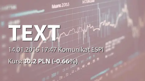 TEXT S.A.: Zakup akcji przez fundusze Copernicus Capital TFI (2015-01-14)