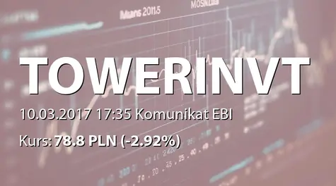 Tower Investments S.A.: Korekta raportu EBI 3/2017 (2017-03-10)