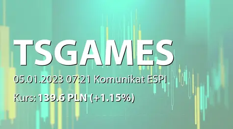 Ten Square Games S.A.: Szacunkowe skonsolidowane płatności użytkowników w grach w IV kwartale 2022 (2023-01-05)