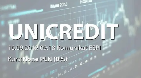 UniCredit S.p.A.: New shares listing (2012-09-10)