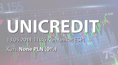 UniCredit S.p.A.: UNICREDIT GROUP IN FIRST QUARTER 2011: NET PROFIT OF &#8364;810 MILLION, WITH BOTH AN INCREASE IN REVENUES AND A DECREASE IN NET WRITE DOWNS OF LOANS (2011-05-13)