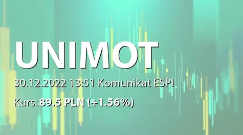 UNIMOT S.A.: Odstąpienie od publikacji prognozy skonsolidowanej EBITDA skorygowanej na 2023 rok (2022-12-30)