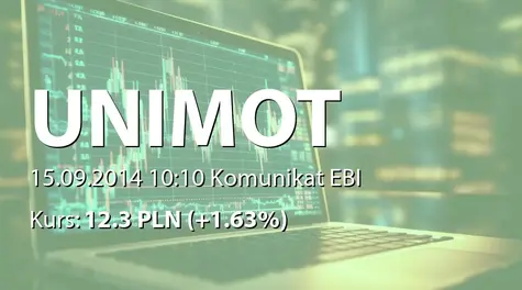 UNIMOT S.A.: Przychody netto ze sprzedaży w sierpniu 2014 r. - wstępne dane  (2014-09-15)