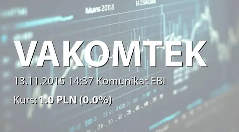 Vakomtek S.A.: Przydział akcji serii E w wykonaniu zapisów podstawowych i dodatkowych (2015-11-13)